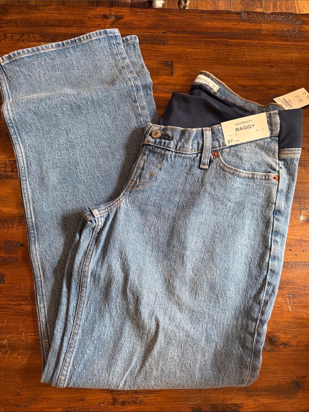 Abercrombie & Fitch Light Blue Maternity Baggy Jeans